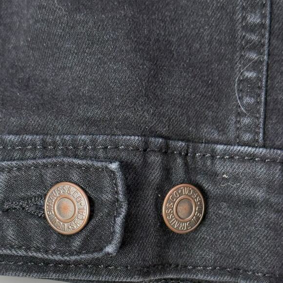 Levi's Women Slim Fit Original Trucker Jeans Jacket Inside Pockets Black sz S - Picture 5 of 12